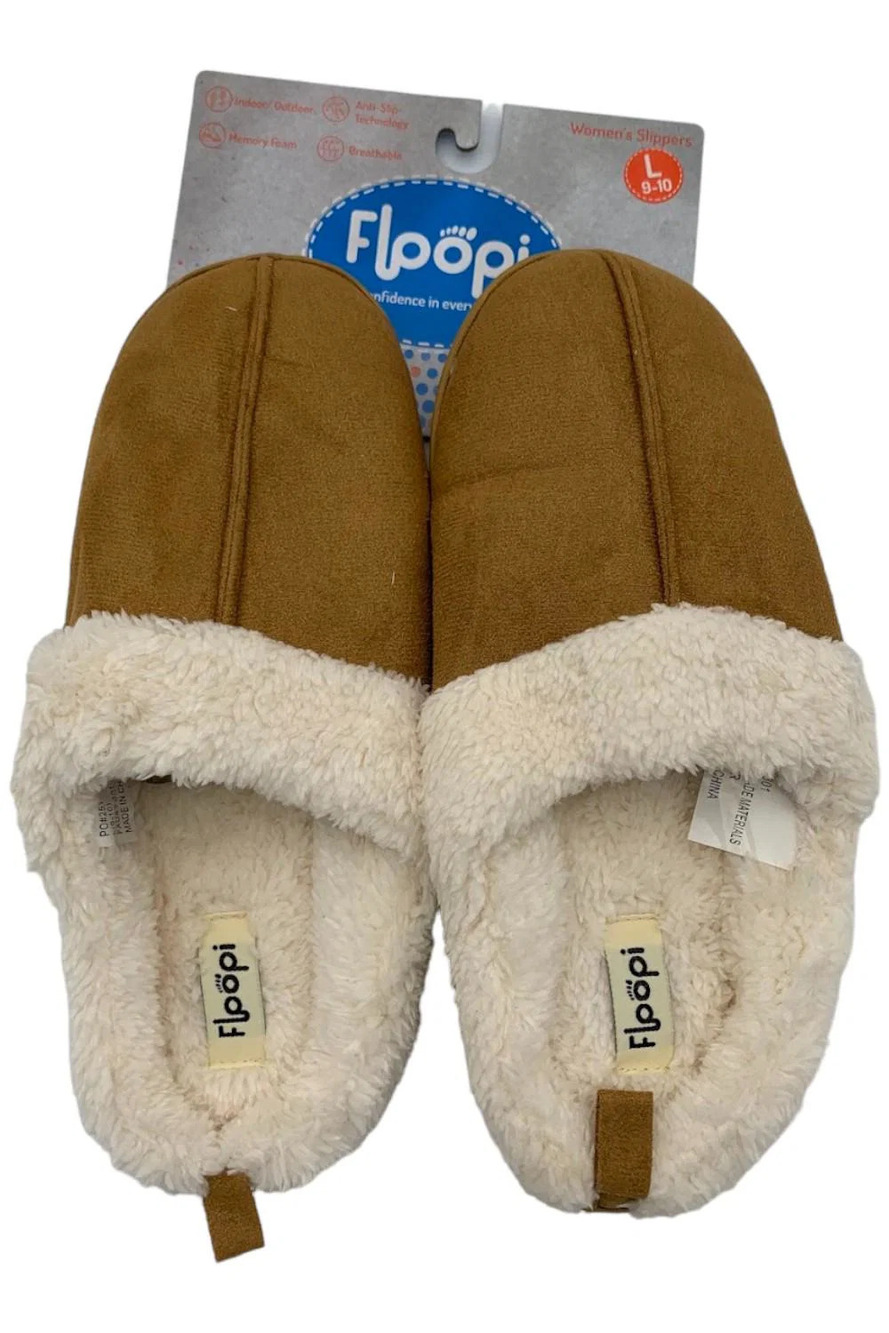 Floopi Women's Selene Faux Suede with Aztec Trim Clog Slipper Chestnut -
